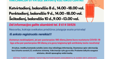 Tris dienas Širvintose vyks vakcinacija nuo covid-19 Tris dienas Širvintose vyks vakcinacija nuo covid-19
