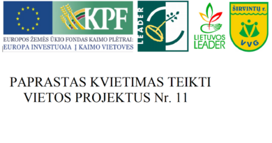 PAPRASTAS KVIETIMAS TEIKTI VIETOS PROJEKTUS Nr. 11 PAPRASTAS KVIETIMAS TEIKTI VIETOS PROJEKTUS Nr. 11