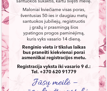 LR Seimo narės Indrės Kižienės Ukmergės ir Širvintų krašto Auksinėms poroms