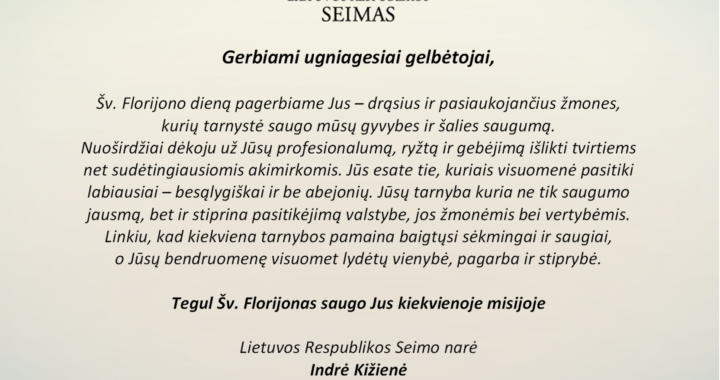 Sveikinimas ugniagesiams gelbėtojams
