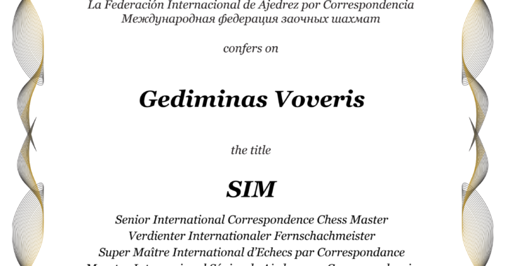 Širvintiškiui Gediminui Voveriui suteiktas šachmatų vyresniojo tarptautinio meistro vardas