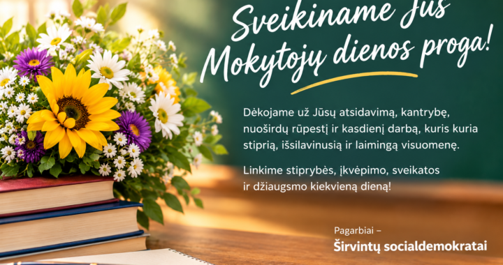Sveikinimas Mokytojų dienos proga